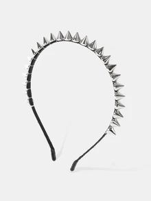 Aravennia Studded Decor Hair Hoop Street For Daily Use For Women Hairstyles Casual Tiaras - Silver - View 4