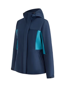 SHEIN BASICS Women's Autumn/Winter Outdoor Thermal Lined Colorblock Softshell Jacket - Navy Blue - View 9