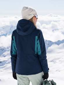 SHEIN BASICS Women's Autumn/Winter Outdoor Thermal Lined Colorblock Softshell Jacket - Navy Blue - View 7