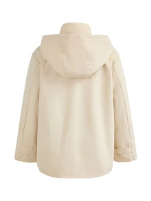 SHEIN BASICS Women's Long Sleeve Zip-Up Hooded Outdoor Softshell Jacket - Apricot - View 11