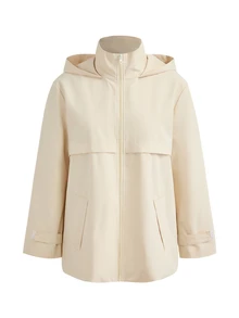 SHEIN BASICS Women's Long Sleeve Zip-Up Hooded Outdoor Softshell Jacket - Apricot - View 10