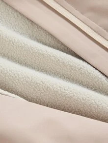 SHEIN BASICS جاكيت عمل أمريكي عتيق للنساء، قصة فضفاضة تنحيفية، جاكيت واقي من الرياح للخارج للربيع والخريف - كاكي - مشاهدة 8