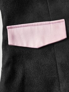 SHEIN MOD طقم بدلة كاجوال نسائي مكون من جاكيت بأكمام طويلة مزين بفيونكة وألوان متباينة مع تنورة قصيرة - الأسود - مشاهدة 10