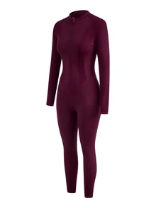 In My Nature Women's Thermal Fleece Lined High Stretch Wine Red Ski Jumpsuit Snow Suit Winter Snowboard - Burgundy - View 12