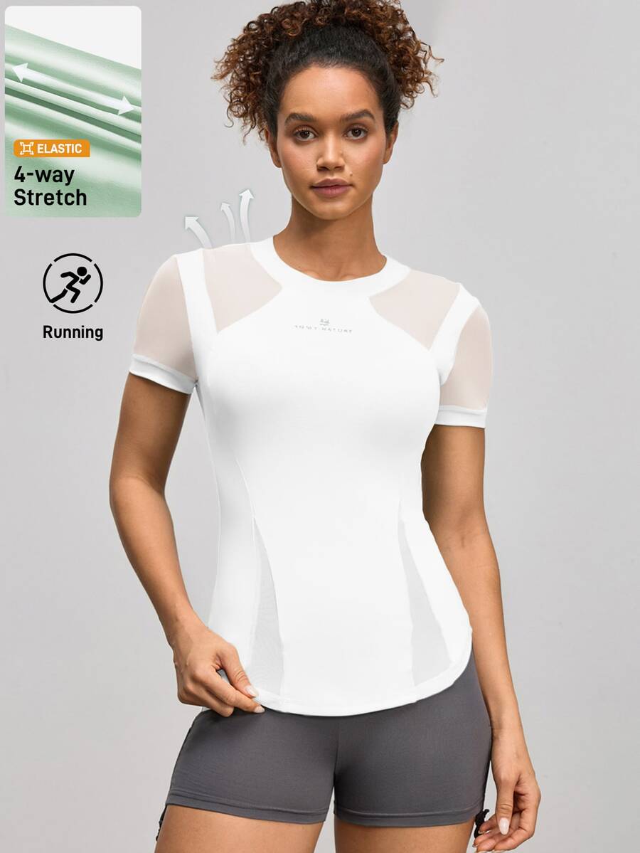 In My Nature Women's Minimalist Mesh Patchwork Short Sleeve Outdoor T-Shirt