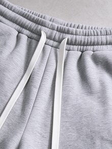 STYNVO 男士字母刺繡抽繩腰口袋休閒運動長褲 - 灰色 - 查看 3