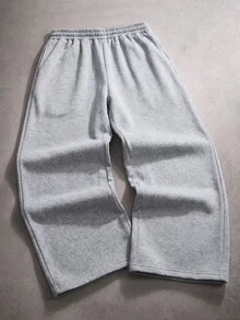 STYNVO 男士字母刺繡抽繩腰口袋休閒運動長褲 - 灰色 - 查看 2