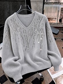 GlowEve CURVE Winter Sweater Women's Winter Clothes Women's Winter Blouse Fall Winter 2026 Women Fall Winter Sweater Fall Winter Sweater Fall Winter 2026 - Grey - View 3