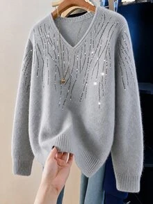 GlowEve CURVE Winter Sweater Women's Winter Clothes Women's Winter Blouse Fall Winter 2026 Women Fall Winter Sweater Fall Winter Sweater Fall Winter 2026 - Grey - View 1