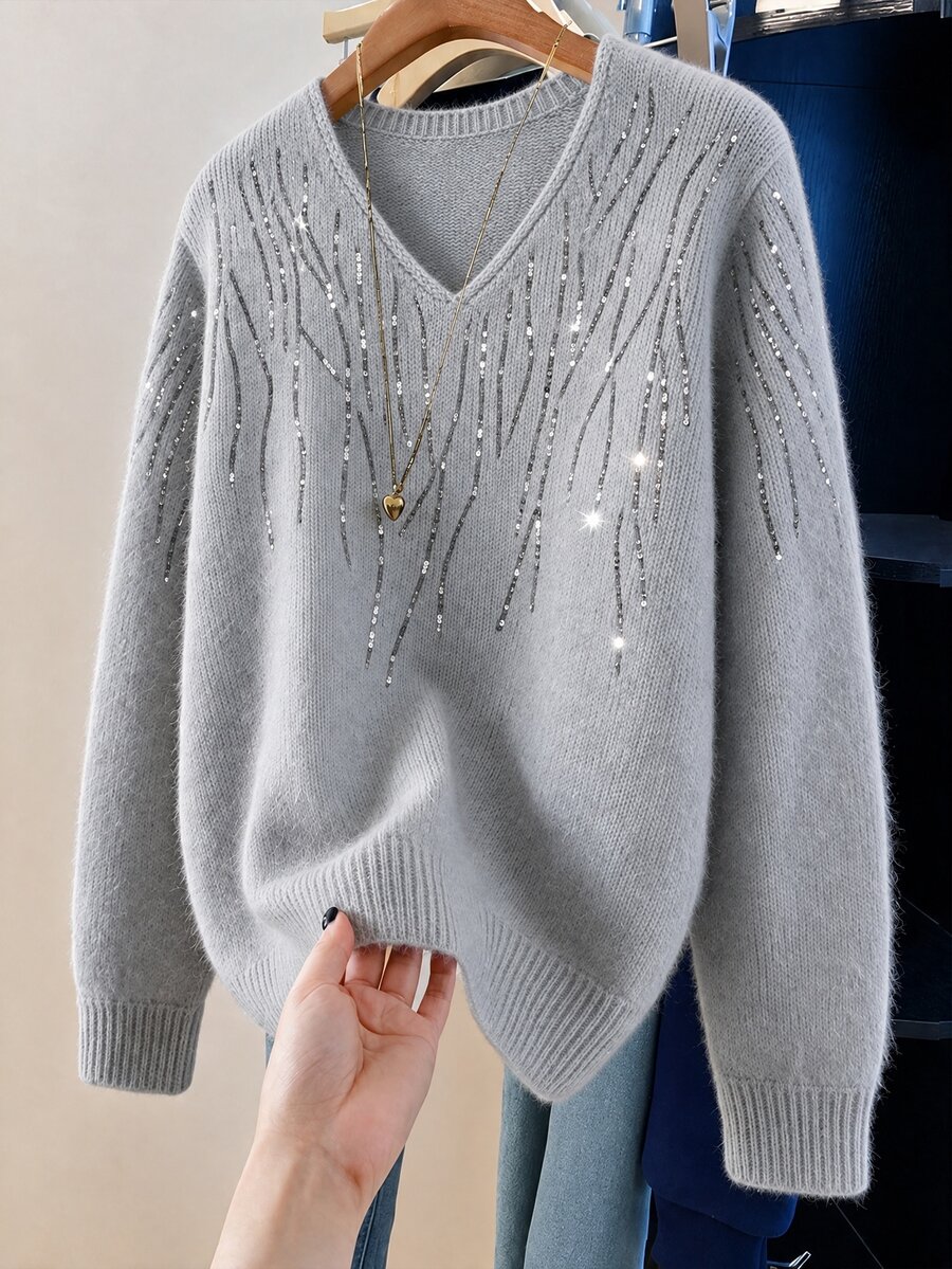 GlowEve CURVE Winter Sweater Women's Winter Clothes Women's Winter Blouse Fall Winter 2026 Women Fall Winter Sweater Fall Winter Sweater Fall Winter 2026 - Grey - View 1