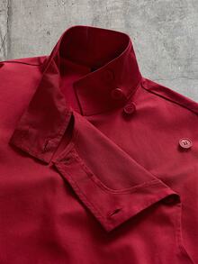 FeverCity Men's Fashion Button Long Sleeve Jacket For Daily Wear - Burgundy - View 3