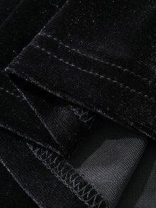 FRIFUL Women's Fashion Mesh Patchwork Velvet T-Shirt - Black - View 3