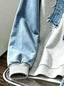 2件組小男孩時尚簡約舒適圓領運動衫與工裝褲套裝，酷感英文字母滿版印花設計，適合假期派對 - 彩色 - 查看 5