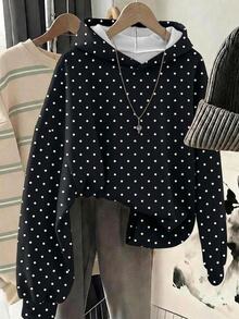 Muvela Casual Minimalist Polka Dot Print Long Sleeve Sweatshirt - Multicolor - View 1