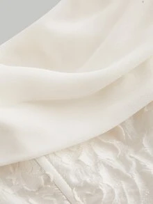 SHEIN MOD Plus Size Women's Elegant White Solid Ruched Ruffle Trim Asymmetrical Hem Camisole Dress, Summer Birthday Party Mother Of The Bride Formal Clothes - Apricot - View 4