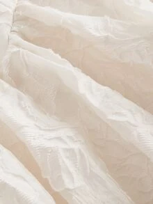 SHEIN MOD Plus Size Women's Elegant White Solid Ruched Ruffle Trim Asymmetrical Hem Camisole Dress, Summer Birthday Party Mother Of The Bride Formal Clothes - Apricot - View 5
