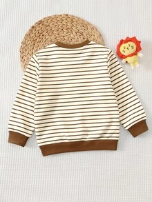 SHEIN Baby Boys Round Neck Casual Pullover Autumn Sweatshirt - Multicolor - View 4