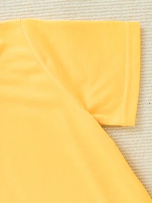 Young Boy Casual Simple English Slogan Printed Short Sleeve T-Shirt Summer Holiday - Yellow - View 5