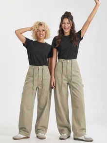 DAZY Women's Casual Daily Denim Jeans With Pocket And Letter Pattern Fall - Khaki - View 3