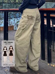 DAZY Women's Casual Daily Denim Jeans With Pocket And Letter Pattern Fall - Khaki - View 1