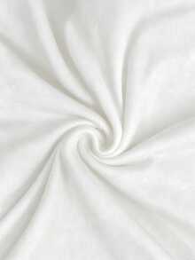 SHEIN LUNE CURVE 大尺碼女款垂領修身顯瘦優雅百搭對比蕾絲性感背心上衣 - 白色 - 查看 5
