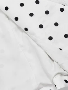 SHEIN MOD 黑白波點方領收腰西裝套裝 辦公室秋季法式優雅風 - 黑與白 - 查看 13