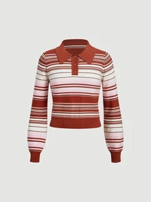 SHEIN MOD 女款條紋長袖休閒毛衣 - 彩色 - 查看 7