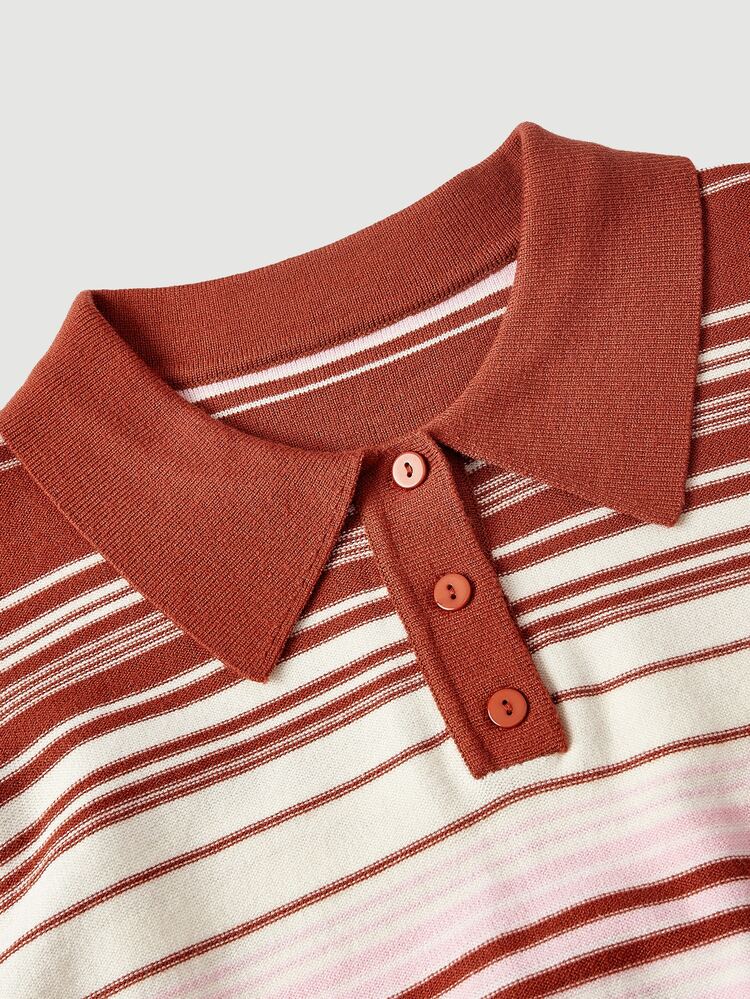 SHEIN MOD 女款條紋長袖休閒毛衣 - 彩色 - 查看 4
