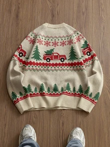 EASEVO Men's Plus Size Casual Long Sleeve Cable Knit Crew Neck Sweater Halloween Christmas Winter Party Autumn - Multicolor - View 3
