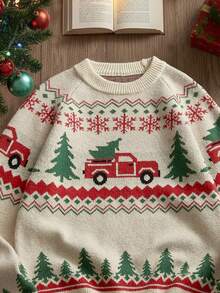 EASEVO Men's Plus Size Casual Long Sleeve Cable Knit Crew Neck Sweater Halloween Christmas Winter Party Autumn - Multicolor - View 2