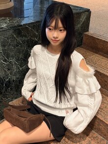 FRIFUL Women's Solid Color Casual Versatile Daily Wear Long Sleeve Sweater - White - View 9