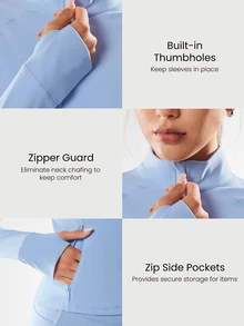 GLOWMODE FeatherFit™ Slim-It Streamline Performance Secure Pockets Zip Up Long Sleeve Jacket Low Impact Yoga Pilates Daily Valentine's Day - Baby Blue - View 3