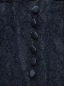 Celisse Women's Elegant French Fall‑Winter Navy Blue Lace Ruffle Long‑Sleeve Dress, For Christmas, Halloween, New Year & Party Occasions - Navy Blue - View 4