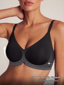 Barelissa Women's Seamless Jelly Soft Support Wireless Push-Up Bra With Side-Boob Coverage, 1pc - Black - View 4