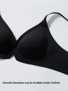 Barelissa Women's Seamless Jelly Soft Support Wireless Push-Up Bra With Side-Boob Coverage, 1pc - Black - View 5
