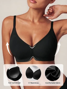 Barelissa Women's Seamless Jelly Soft Support Wireless Push-Up Bra With Side-Boob Coverage, 1pc - Black - View 7