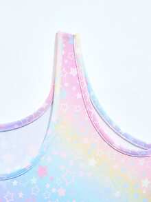 SHEIN Tween Girls' Cute Light Blue Gradient Star Pattern Cover Up Leotard Activewear, Summer Gym Gymnastics Dancing Ballet Dopamine Minimalist Suit - Multicolor - View 6