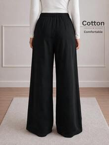Easowa Women's Casual Button Pocket Fashion Long Pants For Office And Commute - Black - View 5