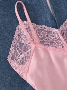 SHEIN Sparklyn 3件組青少年女孩復古可愛Y2K街頭風字母印花拼色細肩帶無袖短版背心上衣，夏季校園Sixth Form，白色與粉色 - 粉色 - 查看 5