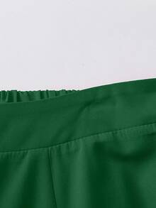 Rometta Pantalones anchos de unicolor, versátiles y casuales, de talla grande - Verde Oscuro - Ver 6