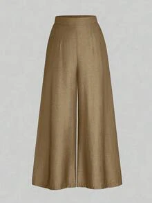 Rometta Halloween Plus Size Casual Loose Wide Leg Pants, Suitable For Daily Commute Fall Cloth For Women - Camel - View 2