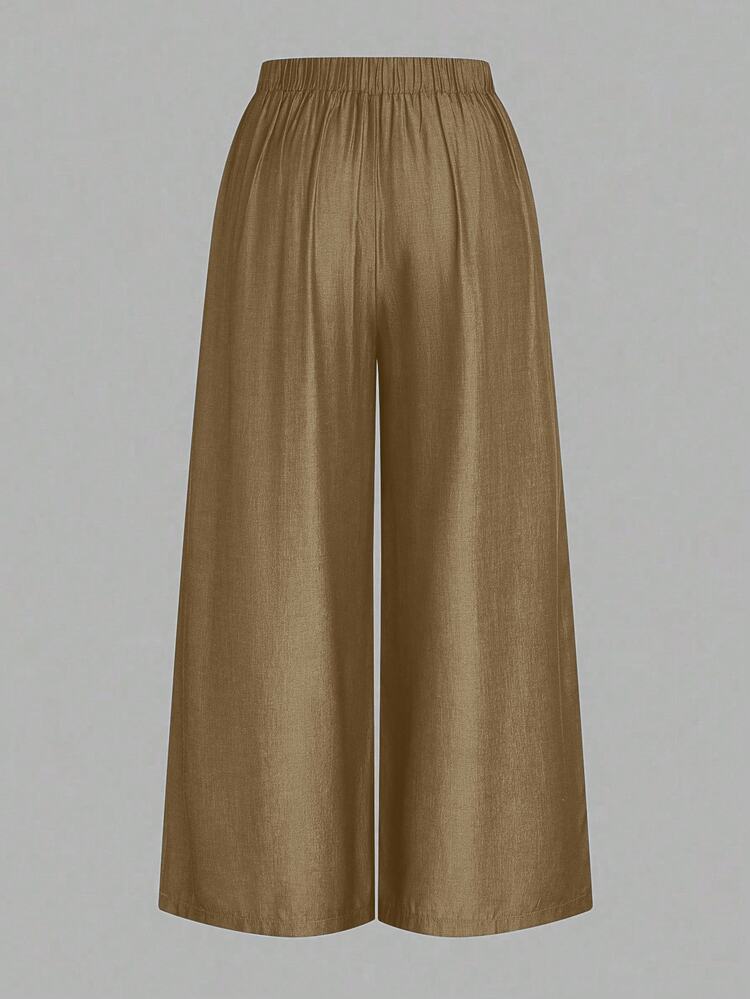 Rometta Halloween Plus Size Casual Loose Wide Leg Pants, Suitable For Daily Commute Fall Cloth For Women - Camel - View 9