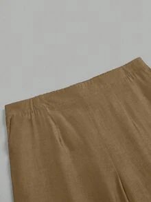Rometta Halloween Plus Size Casual Loose Wide Leg Pants, Suitable For Daily Commute Fall Cloth For Women - Camel - View 7