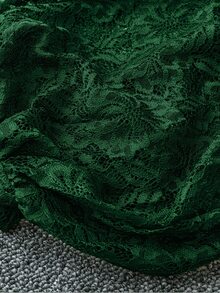 Rometta Plus Size Women Sheer Hollow Out Sexy Top Fall Cloth For Women - Dark Green - View 4