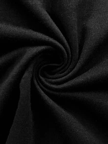 Rometta Plus Size 3D Multicolor Embroidered Mesh Patchwork Black Soft Knit Fabric Lantern Sleeve Cold Shoulder 2 In 1 Cowl Neck Cold Shoulder Casual Mature Women's Top For Outing, Date, Party, Vacation - Black - View 8