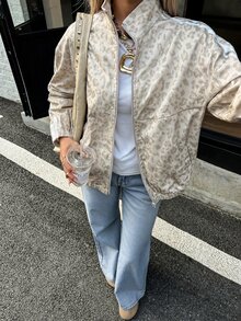 SHEIN EZwear Leopard Print Knit Women's Regular Jacket - Grey - View 3