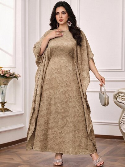 Al Najma Plus Size Women's Turkish Maxi Dress, Traditional Arabic Long Robe