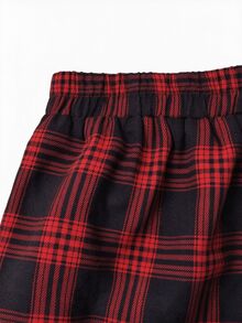 Linhara CURVE Plus Size Women's Casual Check Shirt And Pants Autumn Set Fall - Red - View 5