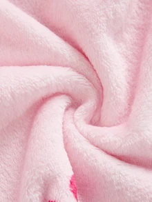 SHEIN KIDS Tween Girl Knitted Pink Flannel Printed Cherry Hooded Loose Drawstring Loungewear - Pink - View 6