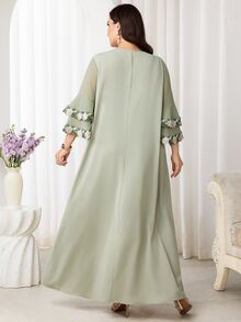 Al Najma 大尺碼女款土耳其式長袍 阿拉伯傳統端莊風 中國穆斯林 Ninang Abaya 婚禮杜拜度假泰國風 粉色秋季 - 綠色 - 查看 3